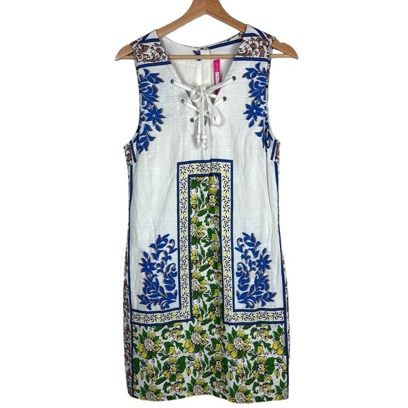 ANTHROPOLOGIE PLENTY BY TRACY REESE RKNL17 LACE UP V-NECK FLORAL SHEATH DRESS - Picture 2 of 15